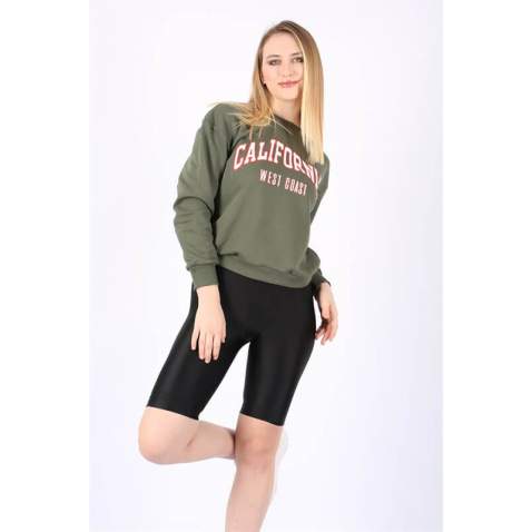 Mad Girls Khaki Crew-Neck Women Sweatshirt MG789 - Haki