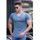 Madmext Men Basic Indigo T-shirt 4054 - İndigo