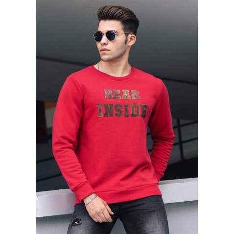 Madmext Red Printed Crew-Neck Sweatshirt 4751 - Kırmızı