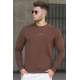 Madmext Men Crewneck Dark Brown Sweatshirt 5154 - Koyu kahverengi