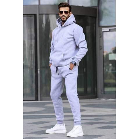 Marl Gray Hoodie Basic Tracksuit 5905 - Grimelanj