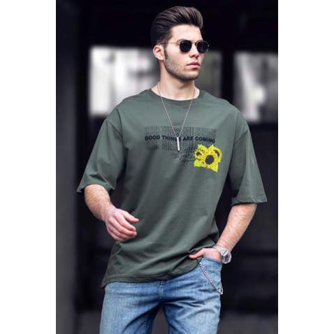 Madmext Khaki Printed T-shirt for Men 4972 - Haki