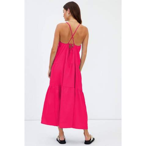 Women Fuchsia Long Dress - Fuşya