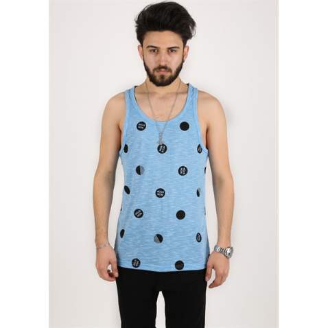 Madmext Men Printed Blue Vest 2303 - Mavi