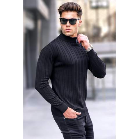 Black Mock Turtleneck Knitwear Sweater 5786 - Siyah