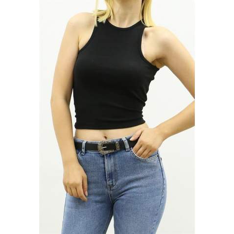 Mad Girls Black Crop Top MG361 - Siyah