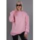 Pembe Kaşkorse Detaylı Bisiklet Yaka Sweatshirt MG1567 - Pembe