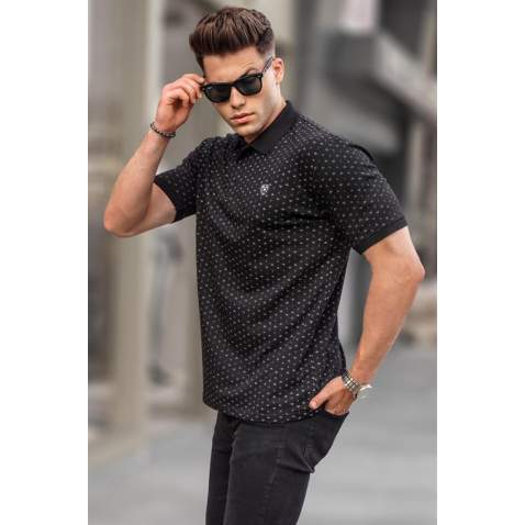 Men Designed Black Polo T-Shirt 5889 - Siyah