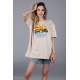 Mad Girls Printed Beige T-shirt Mg1148 - Bej