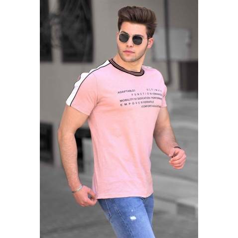 Madmext Soft Pink Printed T-shirt for Men 4530 - Pudra