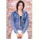 Mad Girls Blue Cropped Denim Jacket MG694 - Mavi