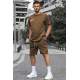 Madmext Men Oversize Brown Shorts Set 5391 - Kahverengi