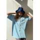 Mad Girls Oversize Blue T-shirt MG1354 - Mavi