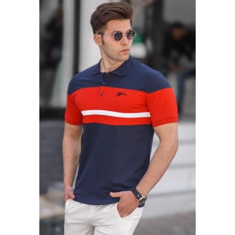 Madmext Men Knitted Navy Blue Polo T-shirt 5239 - Lacivert