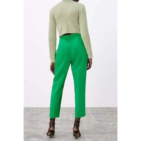 Mad Girls High Waist Green Trousers MG1331 - Yeşil