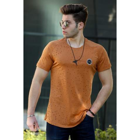 Madmext Men Ripped Camel T-shirt T4002 - Camel