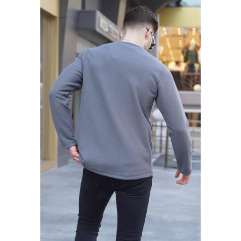 Smoke Gray Regular Fit Basic Sweatshirt 6023 - Füme