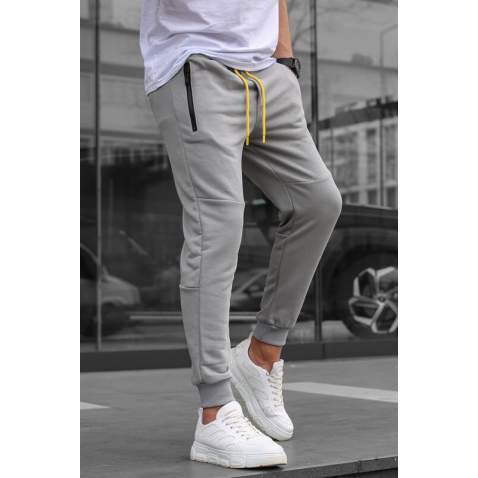 Men Dye Gray Basic Jogger Trousers - Boyalı gri