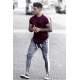 Madmext Maroon Striped T-shirt for Men 4100 - Bordo