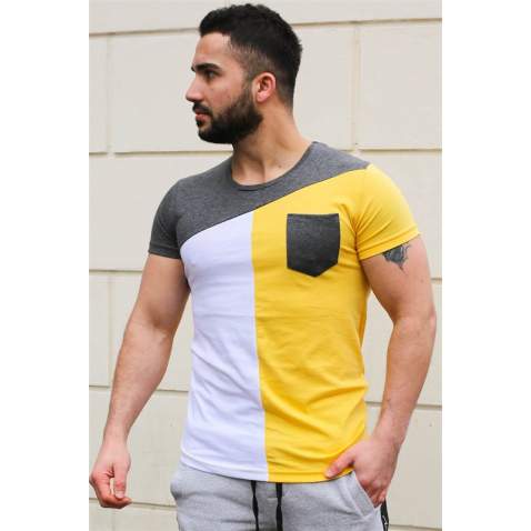 Madmext Yellow T-shirt with Pocket for Men 3015 - Sarı