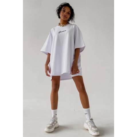 Women Printed Oversize White T-Shirt MG1491 - Beyaz