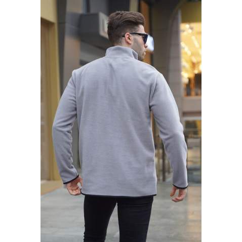 Dye Gray Zip Neck Sweatshirt 6018 - Boyalı gri