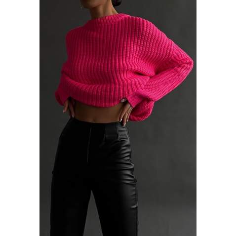 Mad Girls Oversize Fuchsia Sweater MG1344 - Fuşya