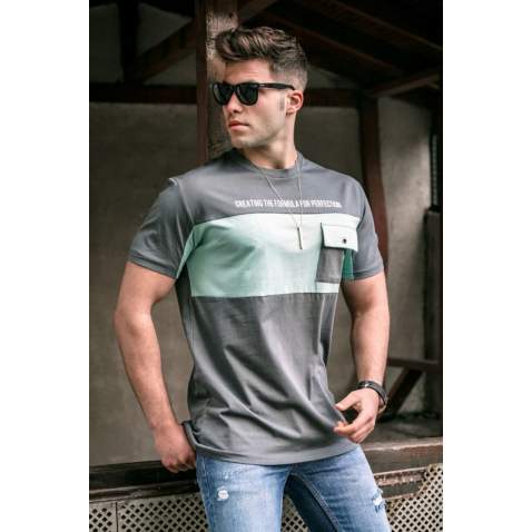 Madmext Men Printed Smoke Gray T-Shirt 5356 - Füme