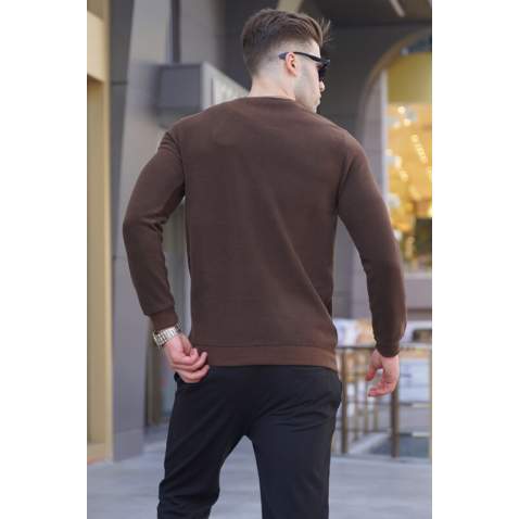 Dark Brown Regular Fit Basic Sweatshirt 5799 - Koyu kahverengi