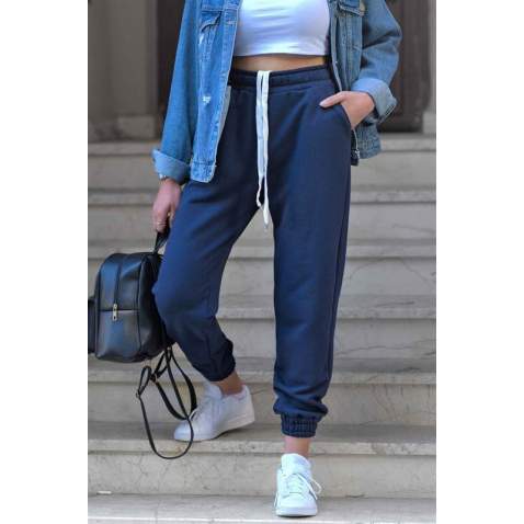 Mad Girls Basic Navy Blue Sweatpants MG304 - Lacivert