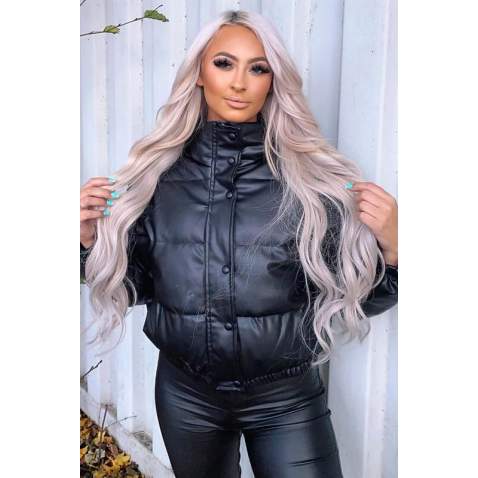 Mad Girls Cropped Black Leather Jacket MG1380 - Siyah