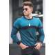 Madmext Men Stripe Sea Blue Sweater 5148 - Petrol mavisi