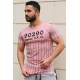 Madmext Pink Striped T-shirt for Men 2863 - Pudra