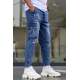 Madmext Navy Blue Cargo Jogger Jean 4303 - Lacivert