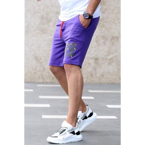 Madmext Purple Printed Capri for Men 4217 - Mor