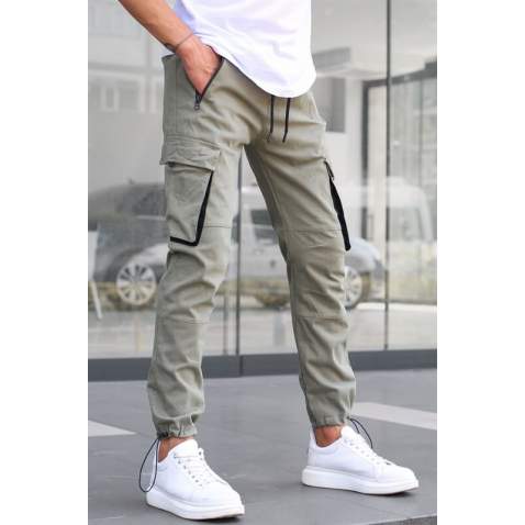 Light Green Jogger Trousers with Cargo Pockets 5791 - Açık yeşil