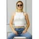 Mad Girls White Crop Top MG361 - Beyaz