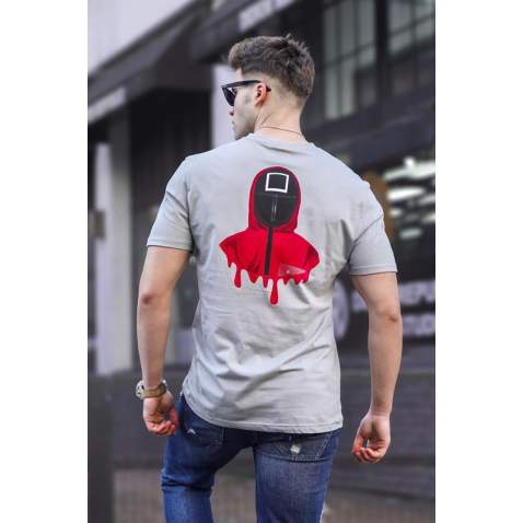 Madmext Men Printed Dye Gray T-shirt 5384 - Boyalı gri