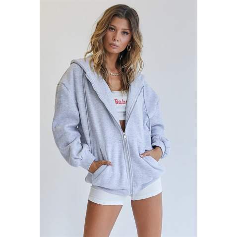 Mad Girls Gray Hoodie Sweatshirt Mg1223 - Karmelanj