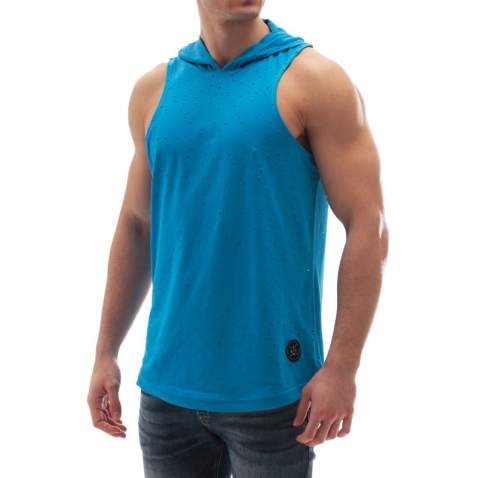 Sleeveless T-Shirt In Hooded turquoise 2893 - Turkuaz