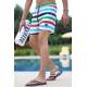 Madmext Men Striped Maroon Swim Shorts 2945 - Bordo