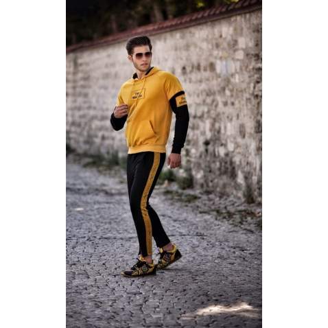 Madmext Yellow Two Tone Hoodie 4149 - Sarı