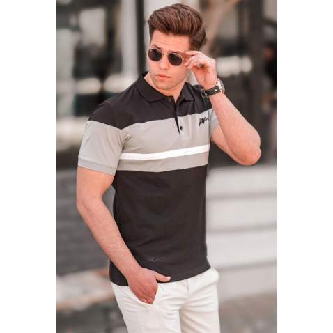 Madmext Men Knitted Black Polo T-shirt 5239 - Siyah