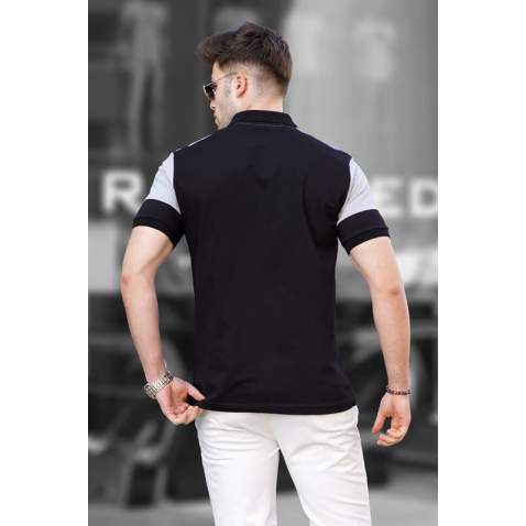 Men Striped Black Polo T-Shirt 5685 - Siyah