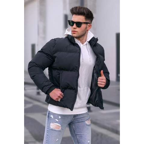 Men Black Puffer Jacket - Siyah