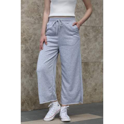 Mad Girls Gray Bell Bottom Sweatpants MG1100 - Gri