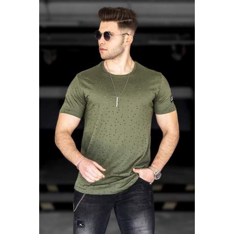 Madmext Men Ripped Khaki T-shirt 2883 - Haki yeşili