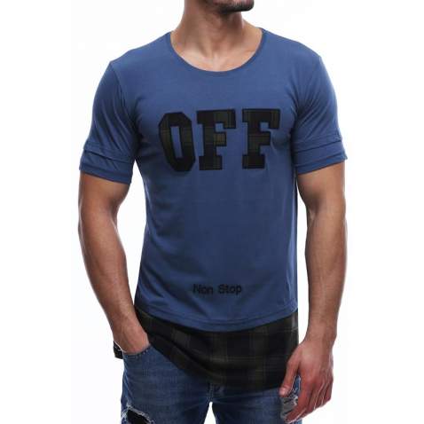 Madmext Men Printed Indigo T-shirt 2576 - İndigo