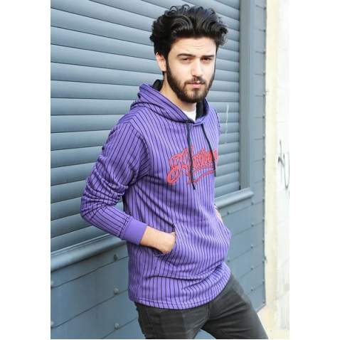 Madmext Men Purple Hoodie Sweatshirt 2825 - Mor