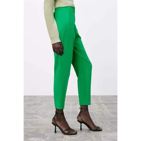 Mad Girls High Waist Green Trousers MG1331 - Yeşil